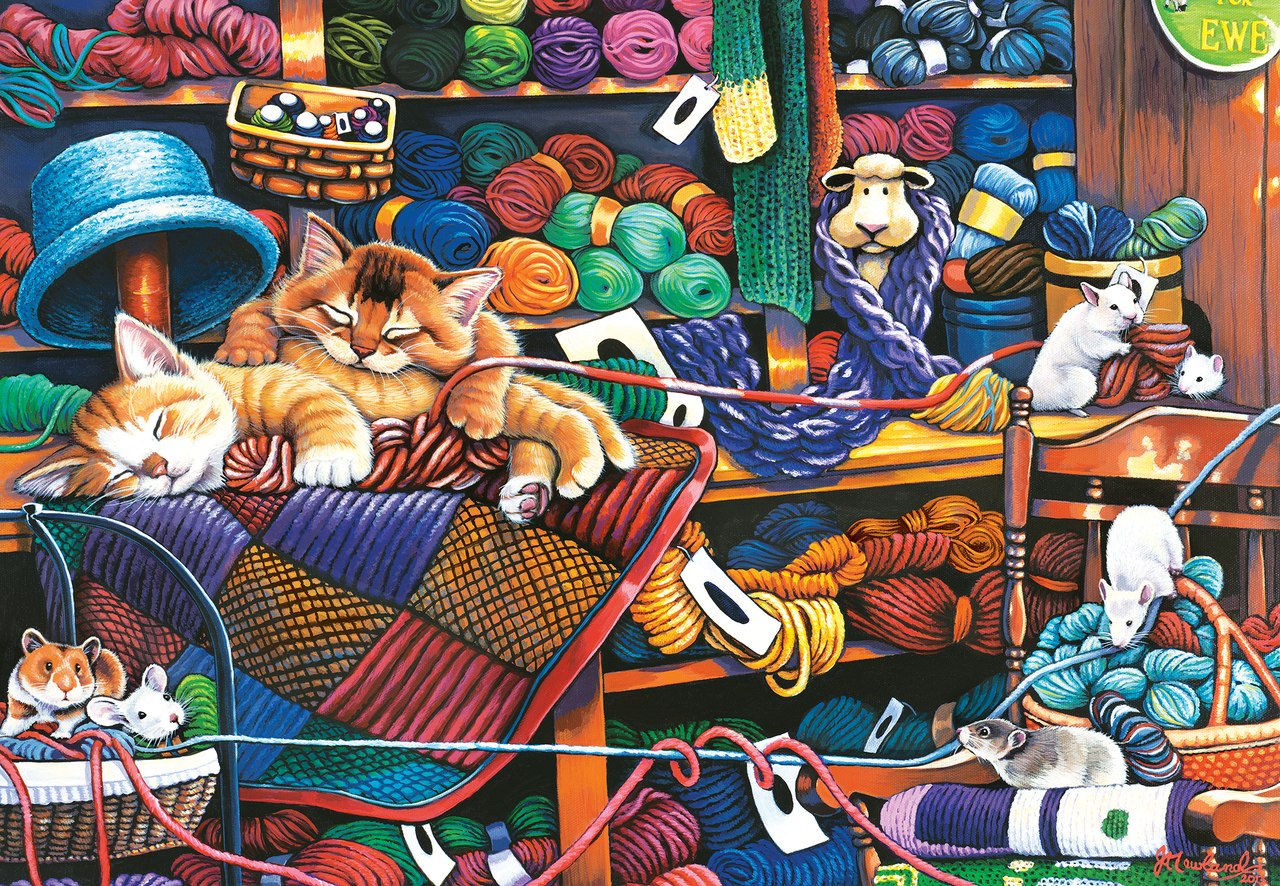 Knittin Kittens - 1000pc EzGrip Jigsaw Puzzle by Masterpieces  			  					NEW