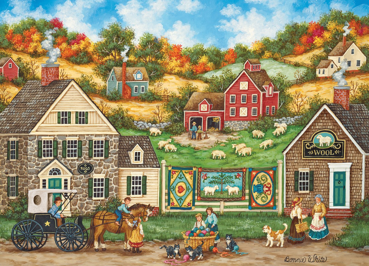 Hometown Gallery: Great Balls of Yarn - 1000pc Jigsaw Puzzle by Masterpieces  			  					NEW
