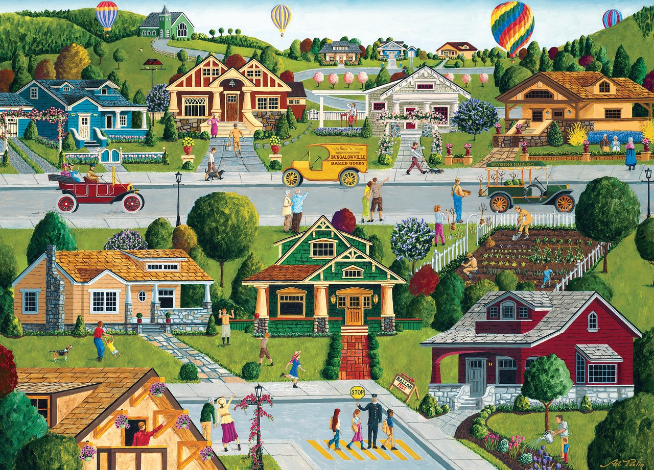 Hometown Gallery: Bungalowville - 1000pc Jigsaw Puzzle by Masterpieces  			  					NEW