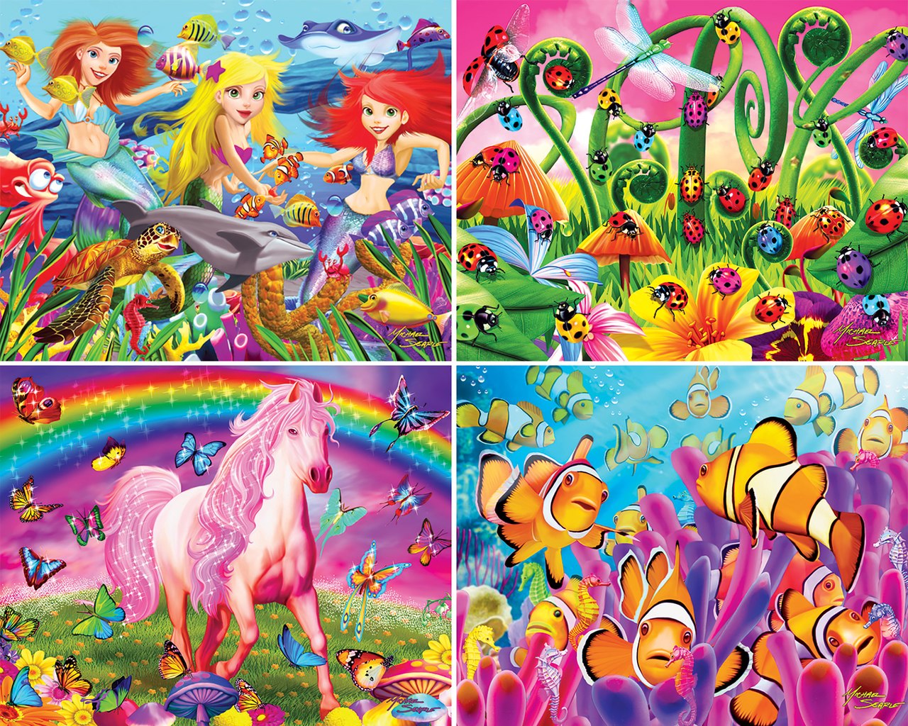 Glow In The Dark - 100pc 4-Pack Jigsaw Puzzle by Masterpieces  			  					NEW