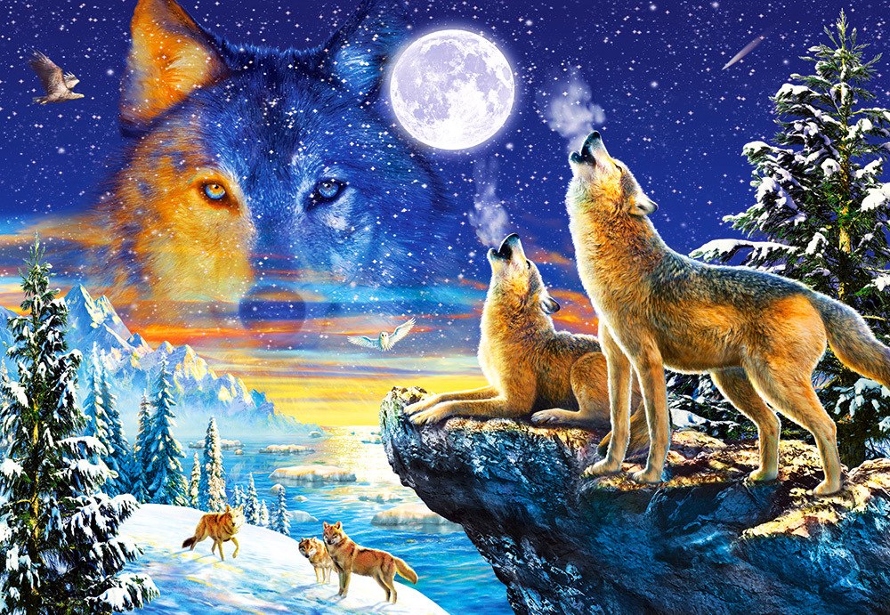 Howling Wolves - 1000pc Jigsaw Puzzle By Castorland