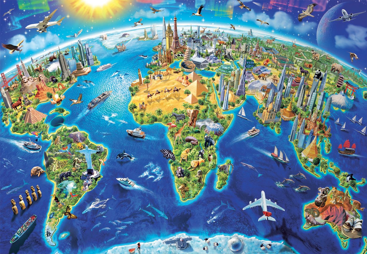 World Landmarks Globe - 2000pc Jigsaw Puzzle by Educa