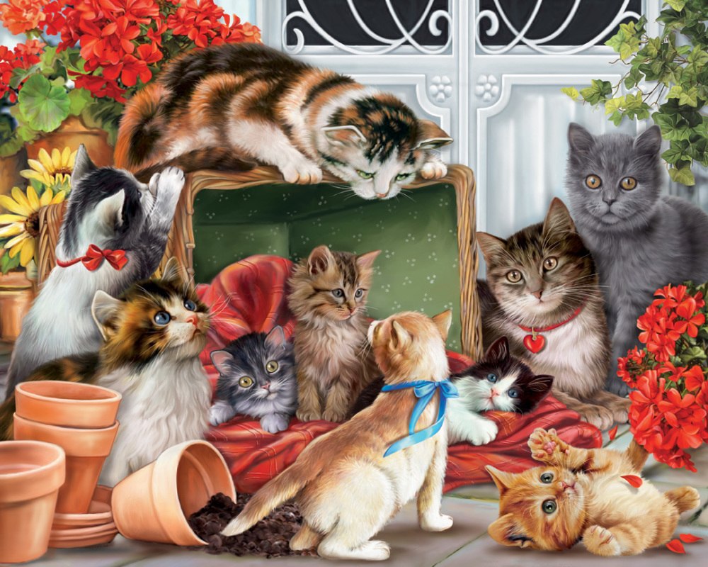 Garden Cats - 1000pc Jigsaw Puzzle by Vermont Christmas Company  			  					NEW
