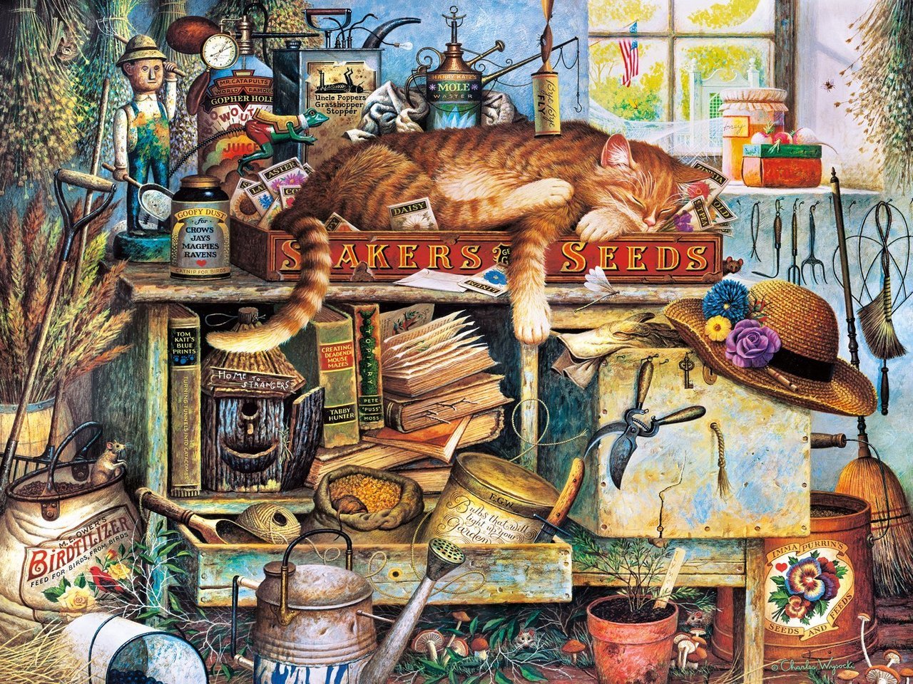 The Cats Of Charles Wysocki: Remington the Horticulturist - 750pc Jigsaw Puzzle by Buffalo Games