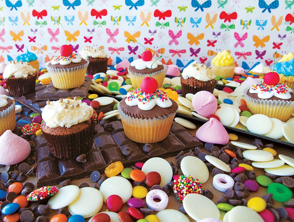 Cupcake Candy Madness - Colorluxe - 1000pc Jigsaw Puzzle by Lafayette Puzzle Factory