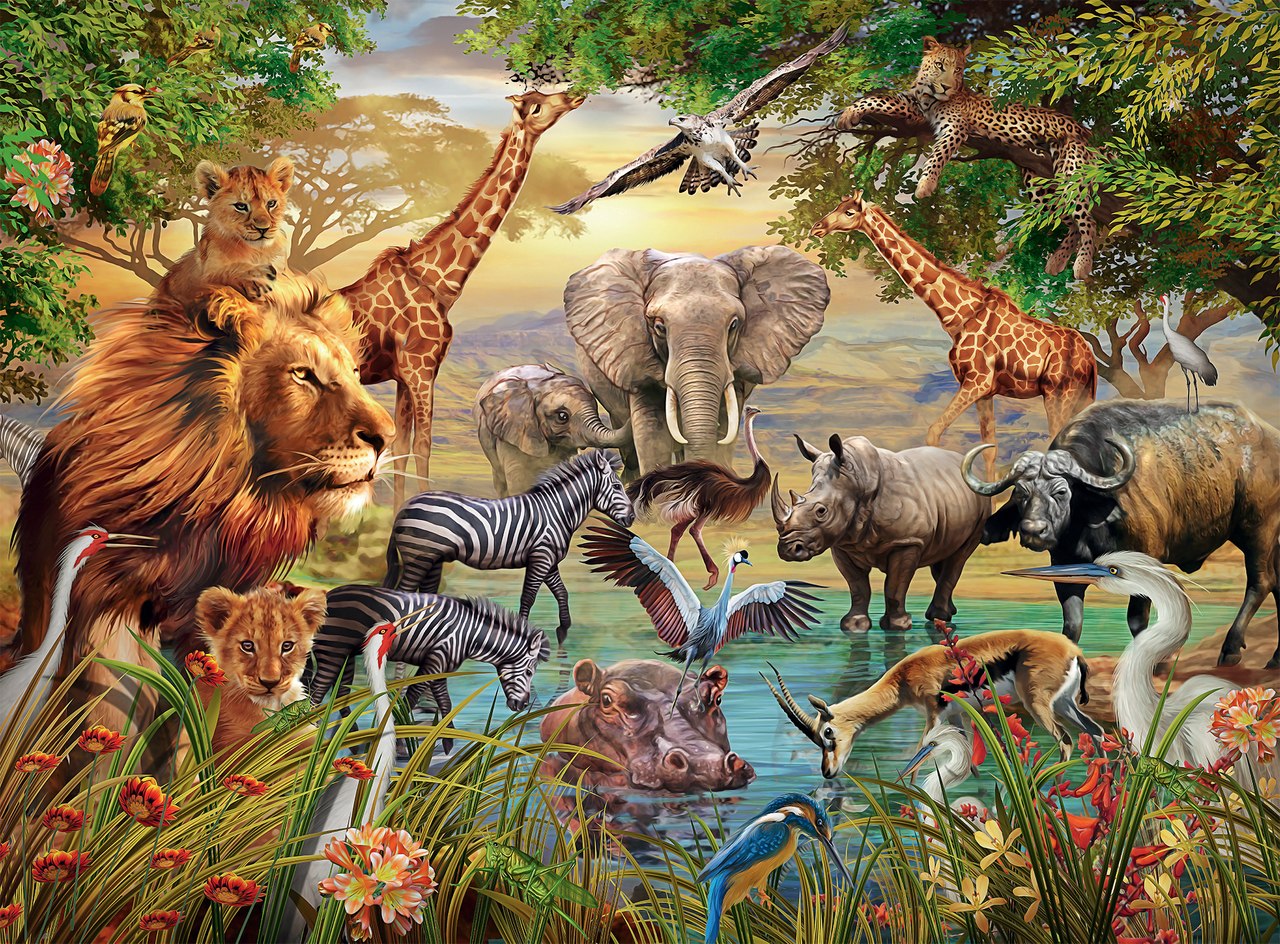 Majestic Watering Hole - 500pc Jigsaw Puzzle By Ravensburger  			  					NEW