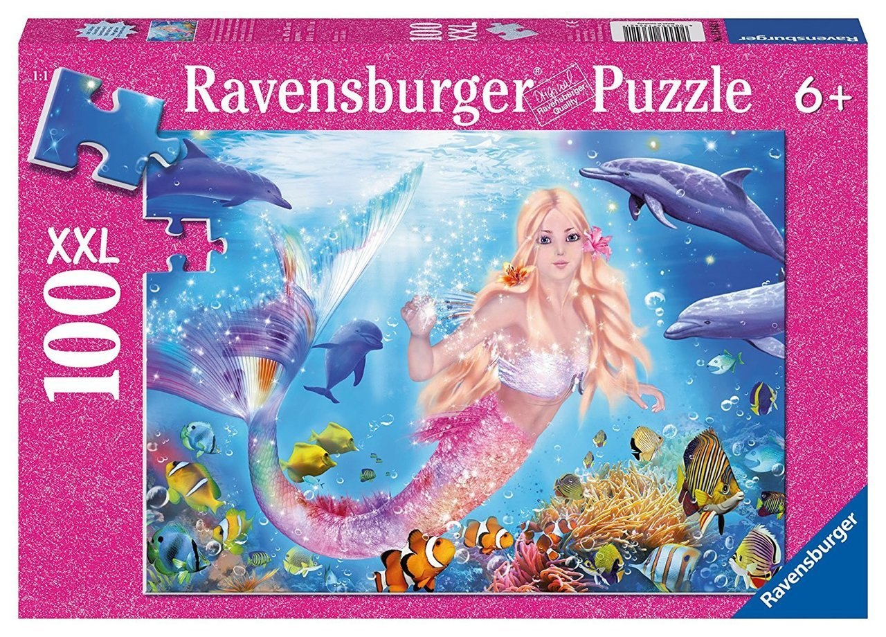 Mermaid & Dolphins Glitter Series - 100pc Glitter Jigsaw Puzzle By Ravensburger - image 1