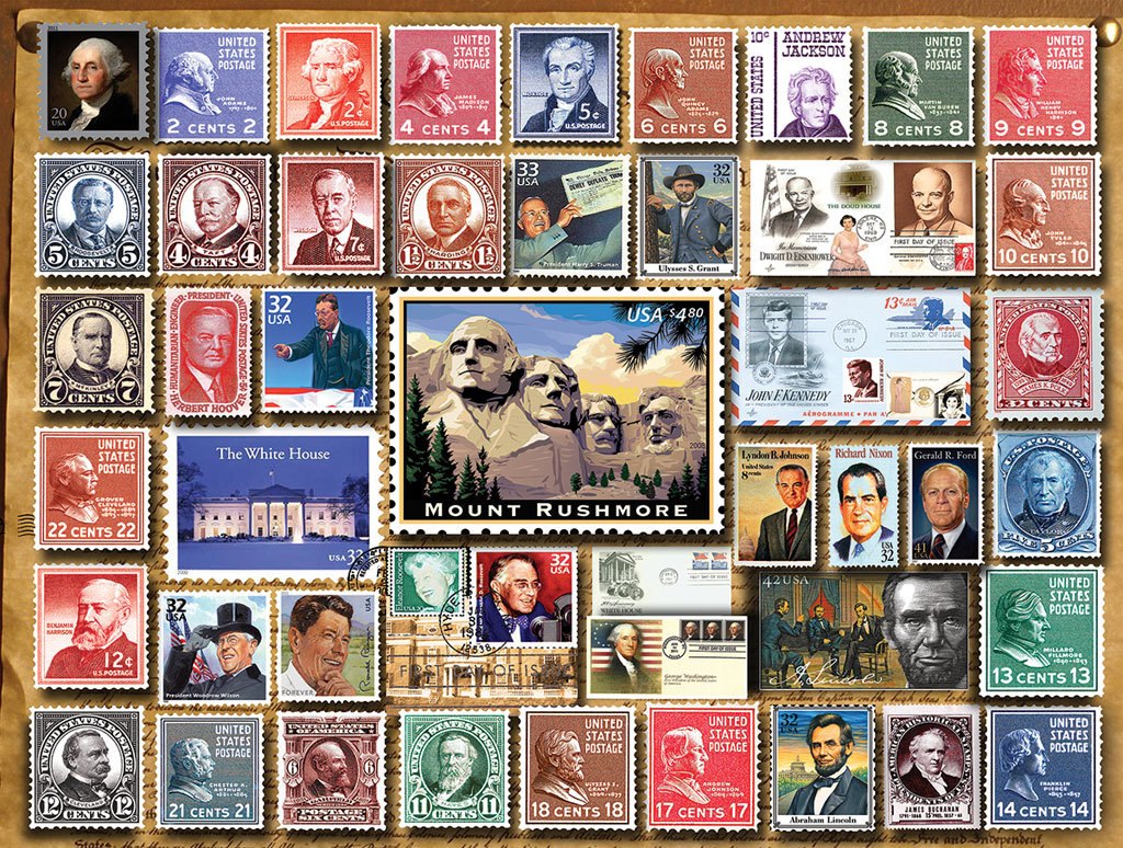 Presidential Stamps  - 1000pc Jigsaw Puzzle By White Mountain