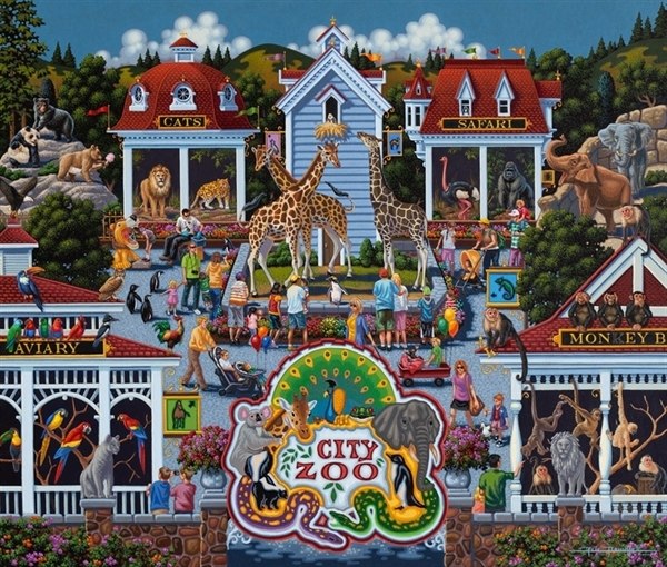 Day at the Zoo - 500pc Jigsaw Puzzle by Dowdle