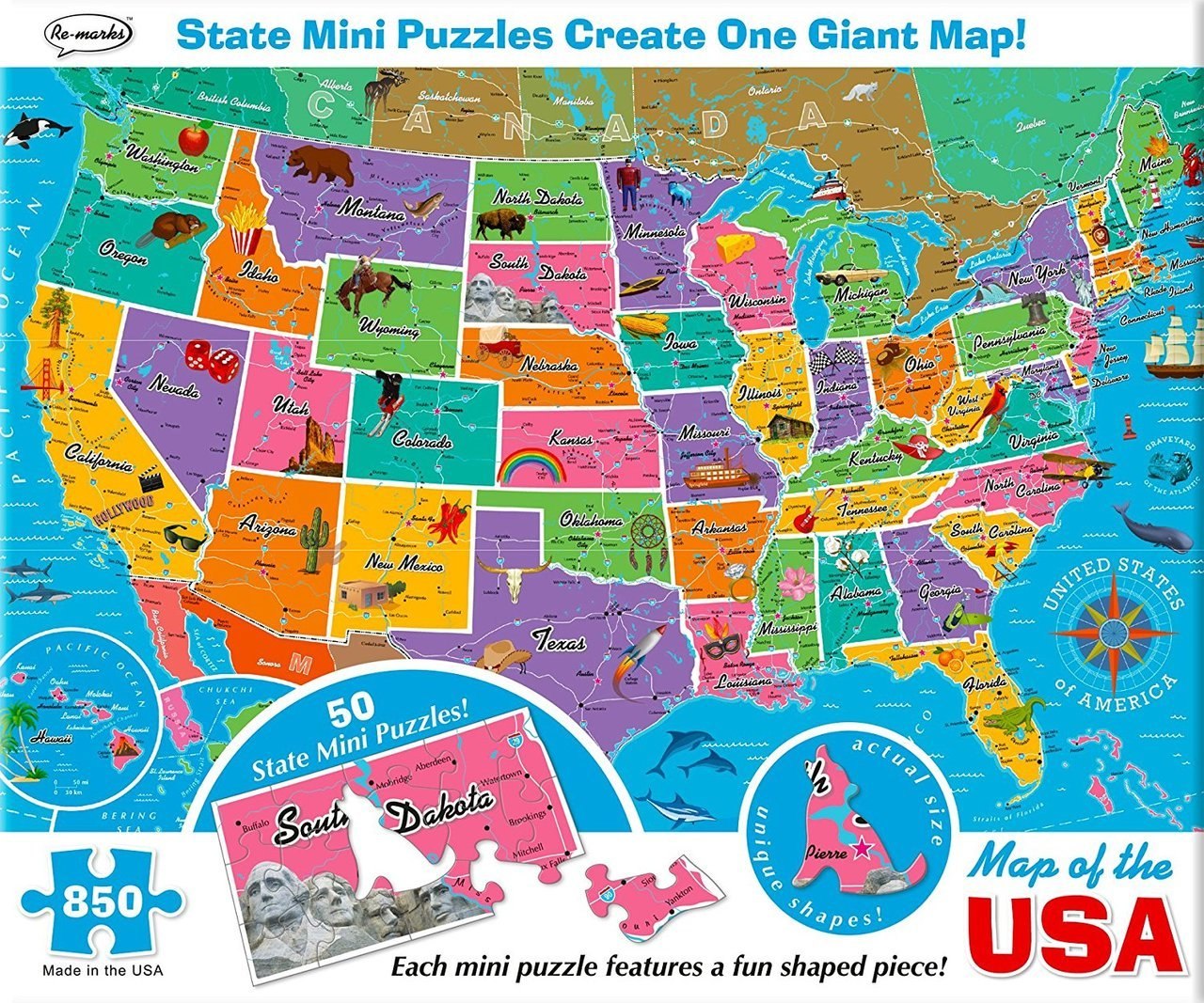 Map of the USA - 850pc Jigsaw Puzzle By Re-marks  			  					NEW