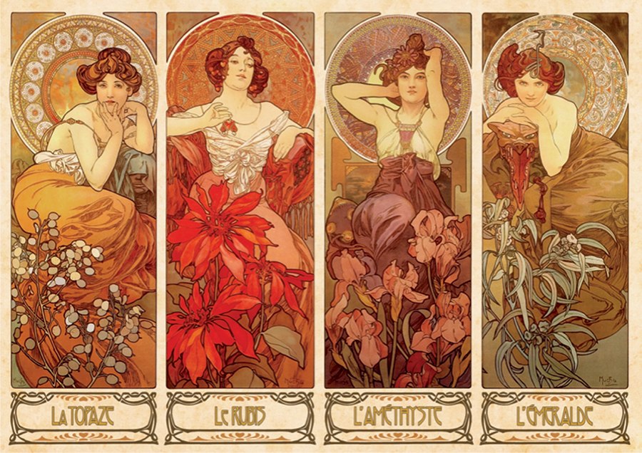 The Precious Stones: Alfonse Mucha - 1000pc Jigsaw Puzzle by D-Toys