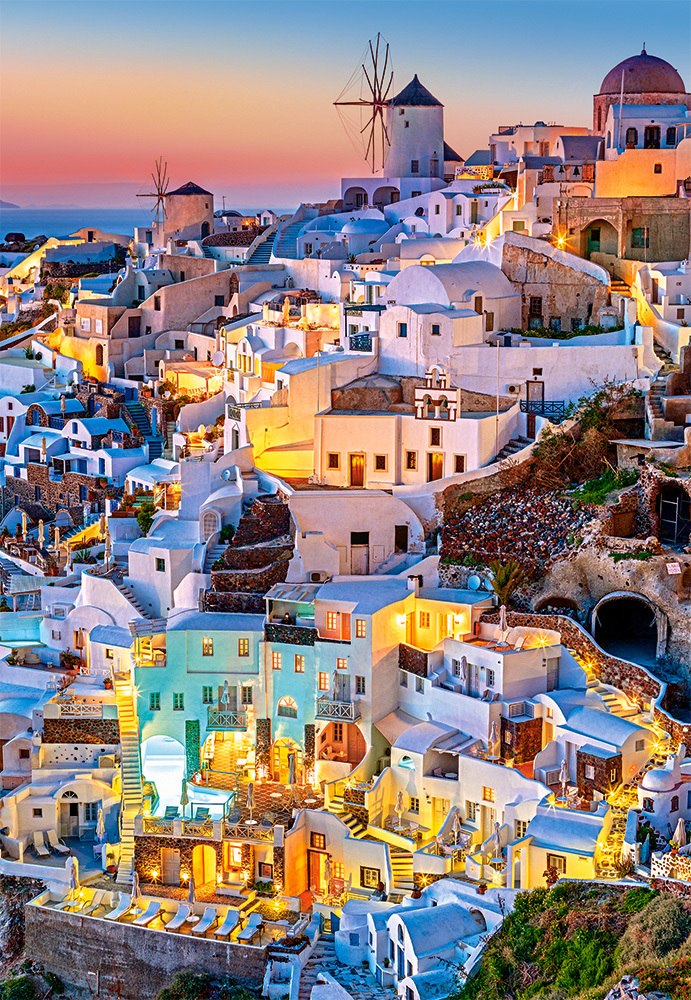 Santorini Lights - 1000pc Jigsaw Puzzle By Castorland