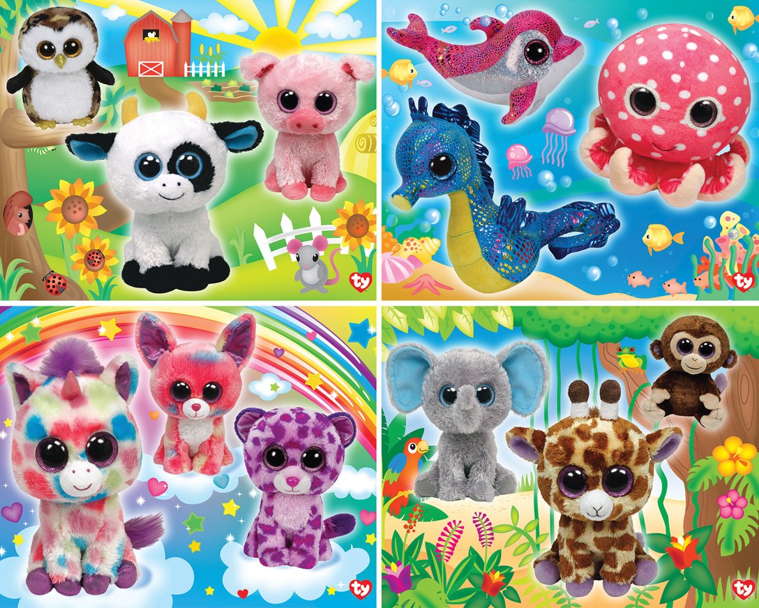 Ty Beanie BOO Glitter 4-pack - 100pc Jigsaw Puzzle Set by MasterPieces