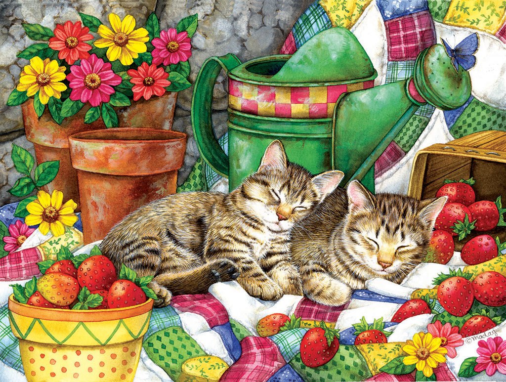 Strawberry Sweethearts - 500pc Jigsaw Puzzle by Sunsout