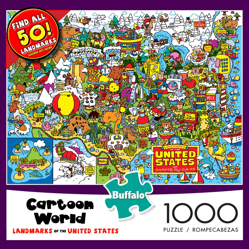Cartoon Series:  US Landmarks - 1000pc Jigsaw Puzzle by Buffalo Games