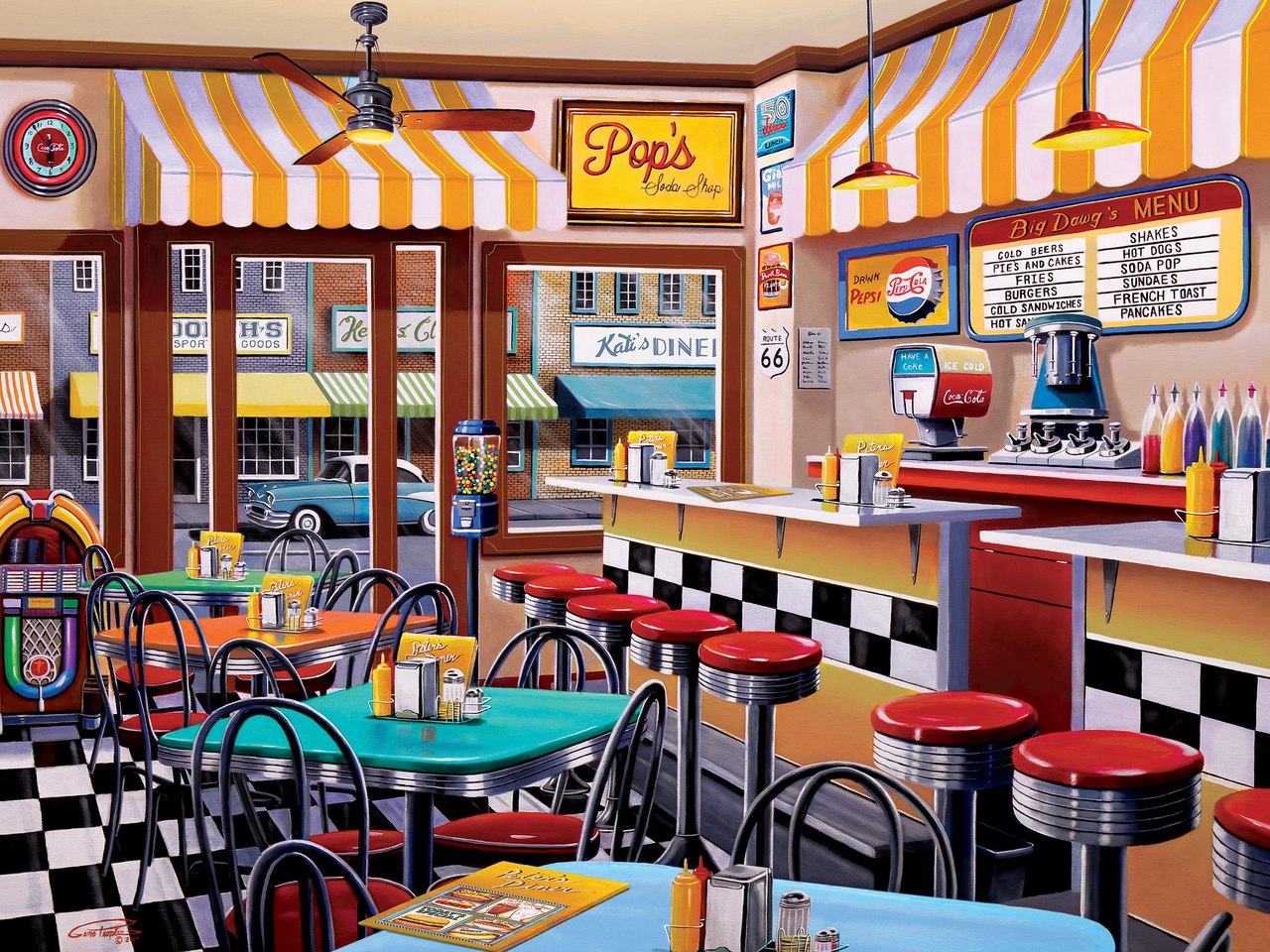 Pop's Soda Fountain - 750pc Jigsaw Puzzle by Masterpieces  			  					NEW