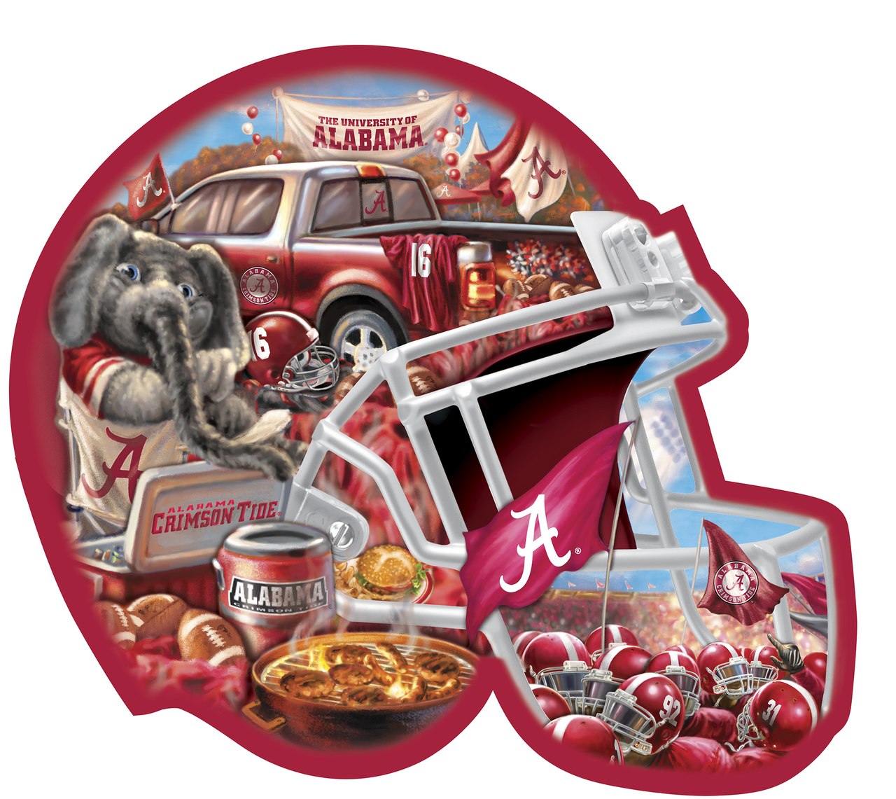 Alabama Helmet - 500pc Shaped Jigsaw Puzzle by Masterpieces  			  					NEW