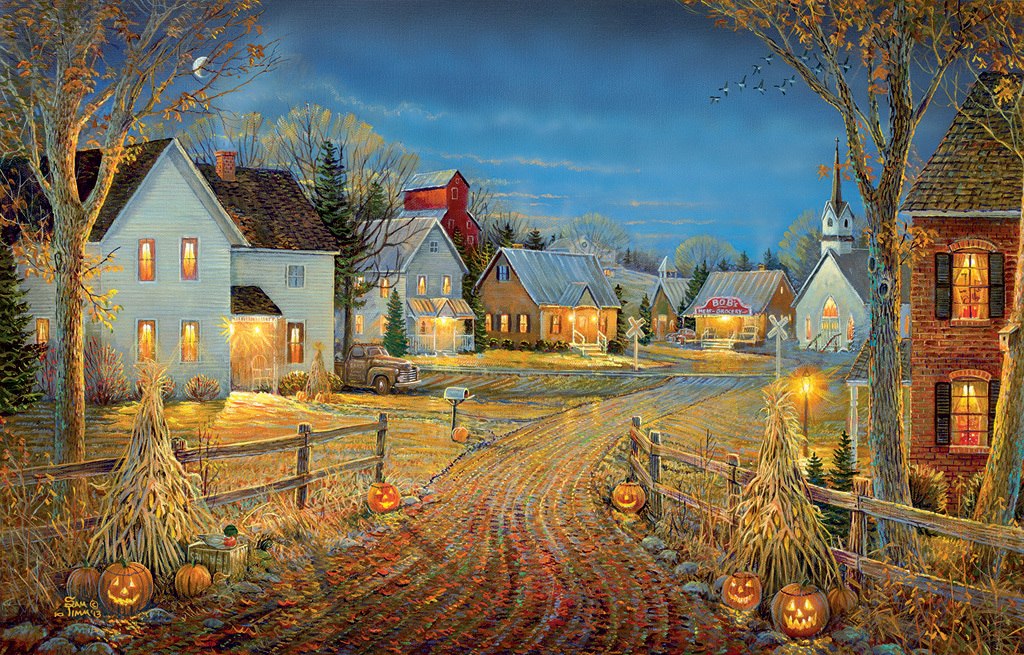 A Country Town in Autumn - 550pc Jigsaw Puzzle by SunsOut