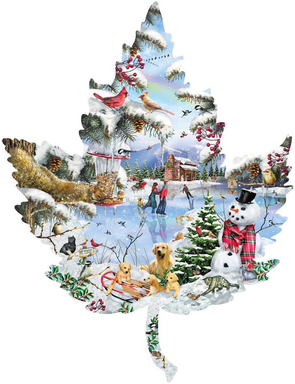 Winter on the Lake - 1000pc Shaped Jigsaw Puzzle By Sunsout