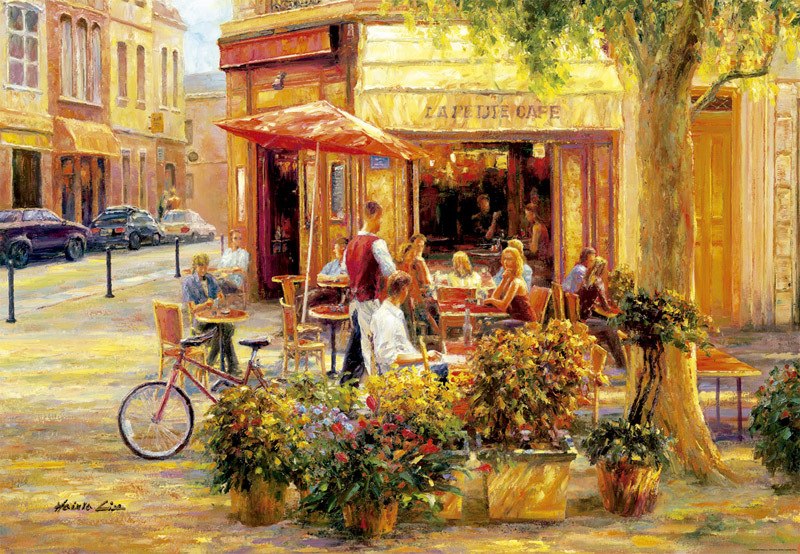 Corner Café, Haixia Liu - 2000pc Jigsaw Puzzle By Educa  			  					NEW