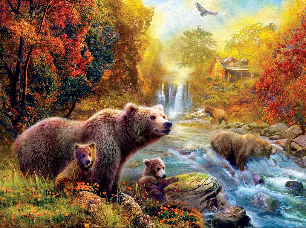 Bears at the Stream - 1000pc Jigsaw Puzzle by Sunsout