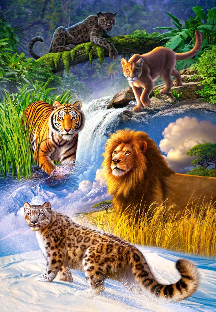 Big Cats - 1000pc Jigsaw Puzzle By Castorland