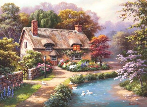Duck Path Cottage - 1000pc Jigsaw Puzzle by Anatolian  			  					NEW