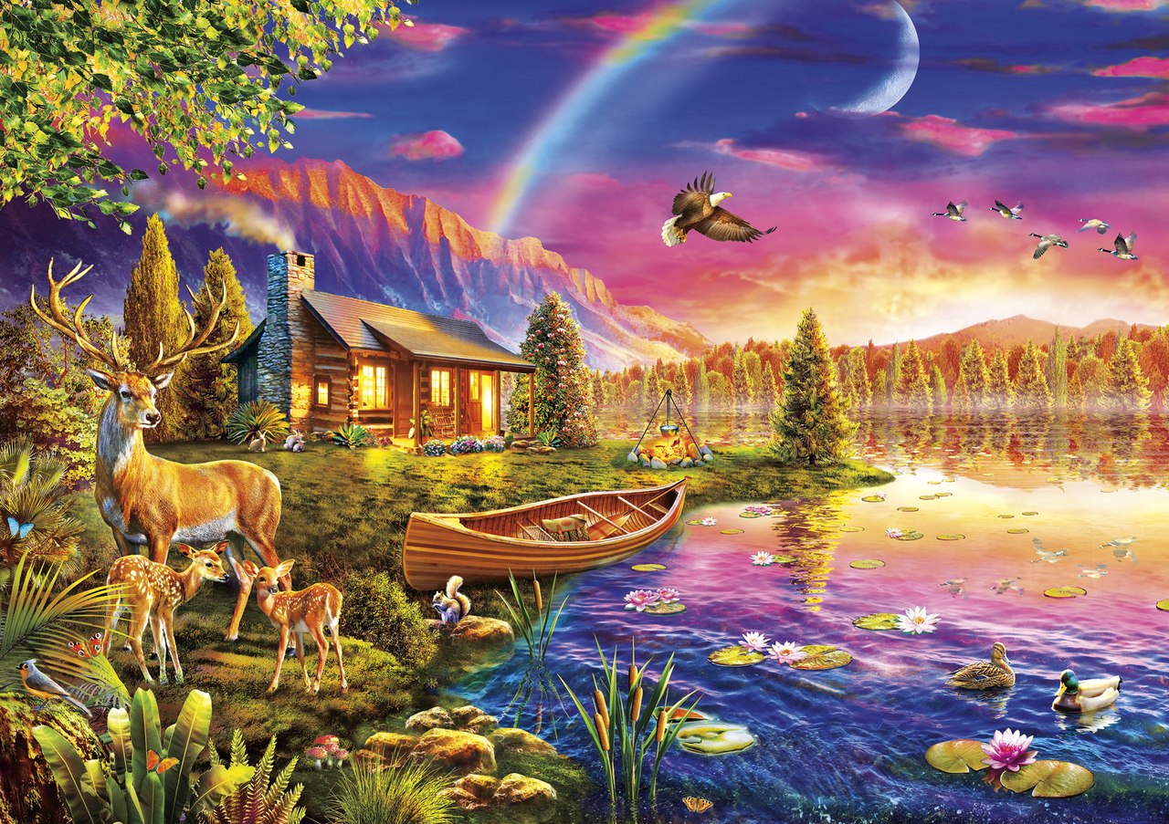 Lakeside Cabin - 300pc Large Format Jigsaw Puzzle By Buffalo Games