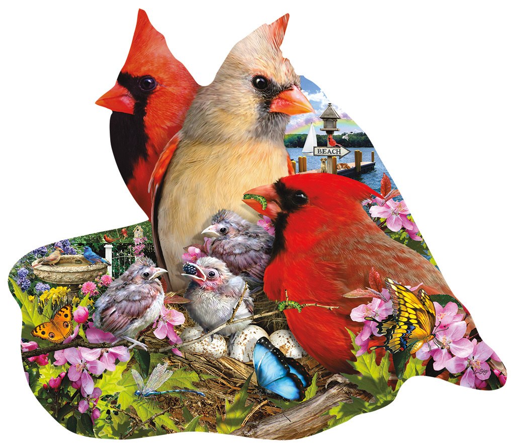 Spring Cardinals - 800pc Shaped Jigsaw Puzzle by Sunsout