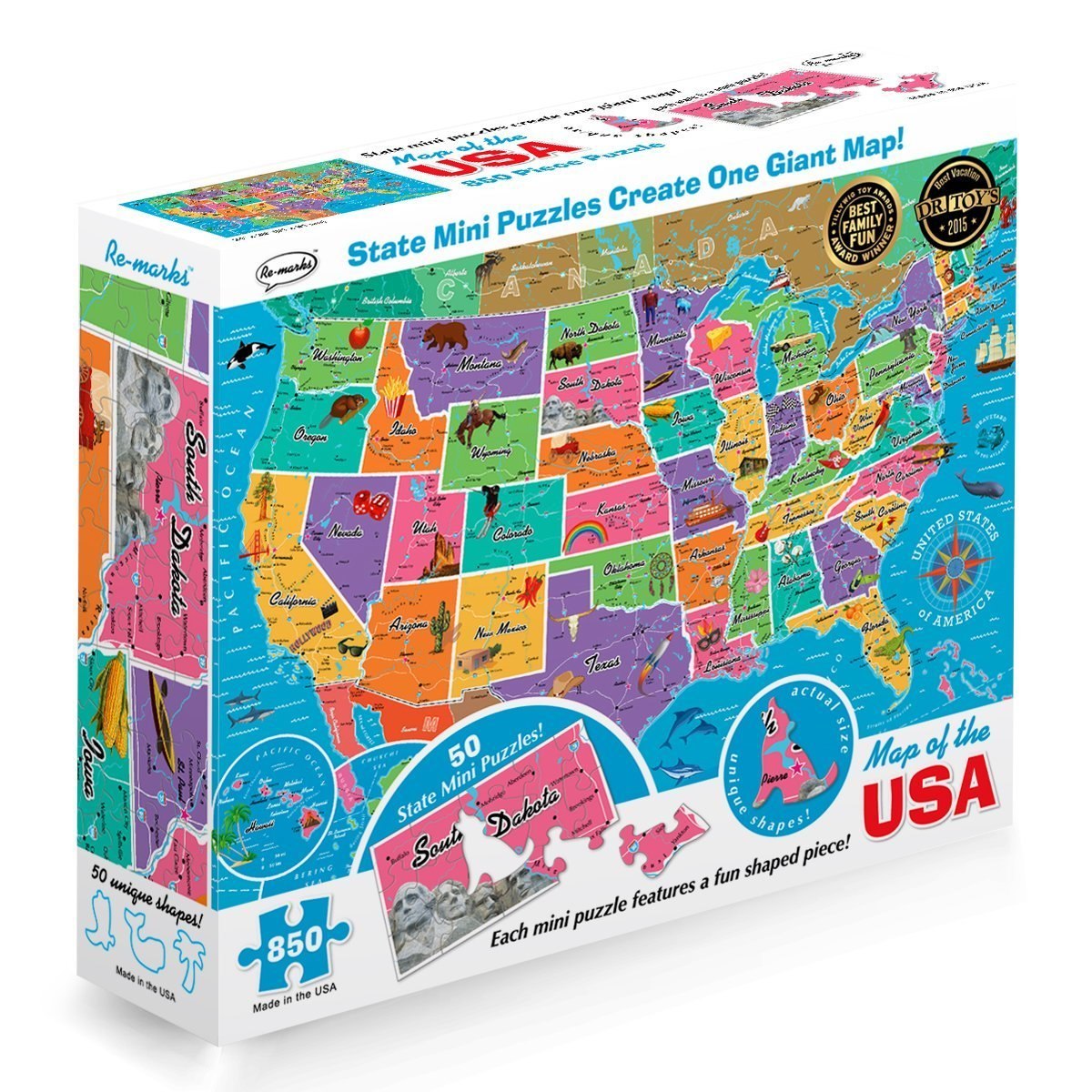 Map of the USA - 850pc Jigsaw Puzzle By Re-marks  			  					NEW - image 1