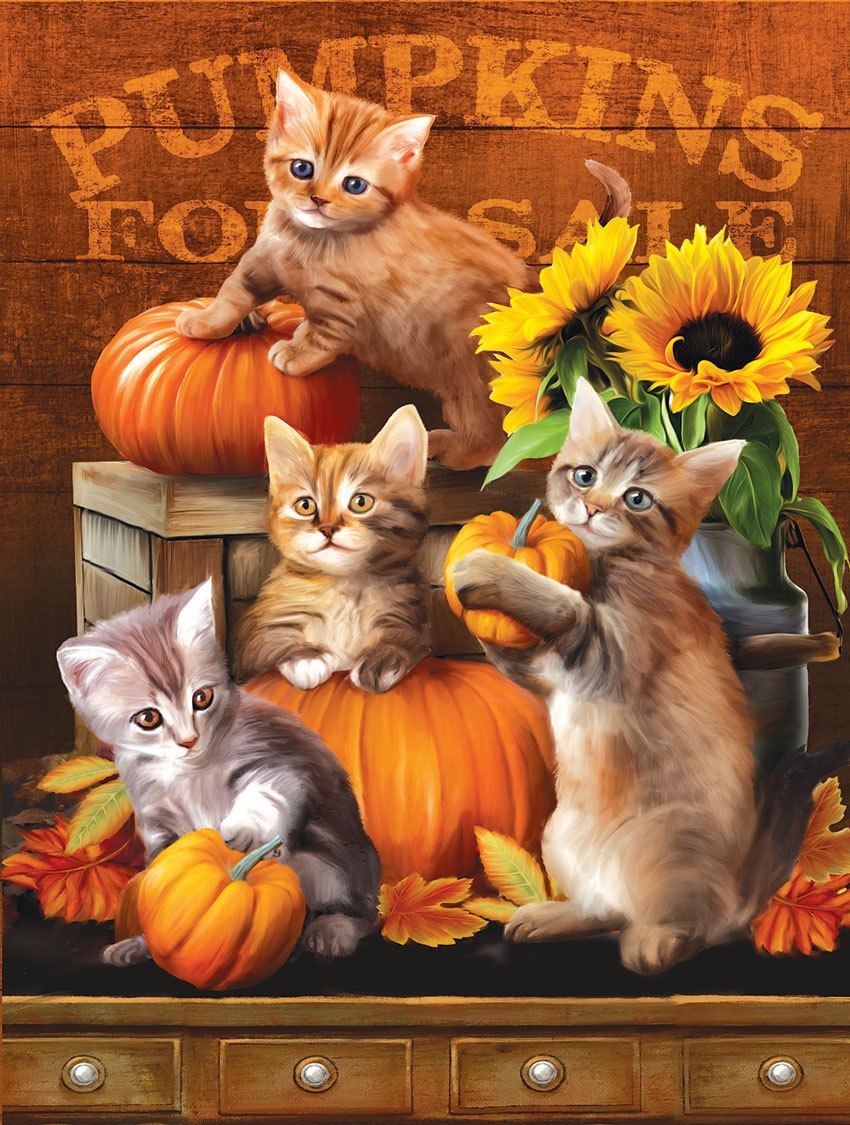 Autumn Kitties - 300pc Large Format Jigsaw Puzzle by SunsOut