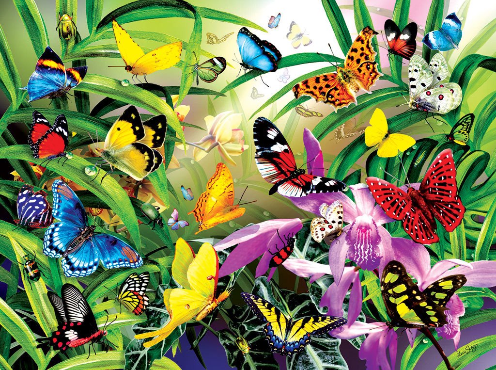 Tropical Butterflies - 1000pc Jigsaw Puzzle by Sunsout