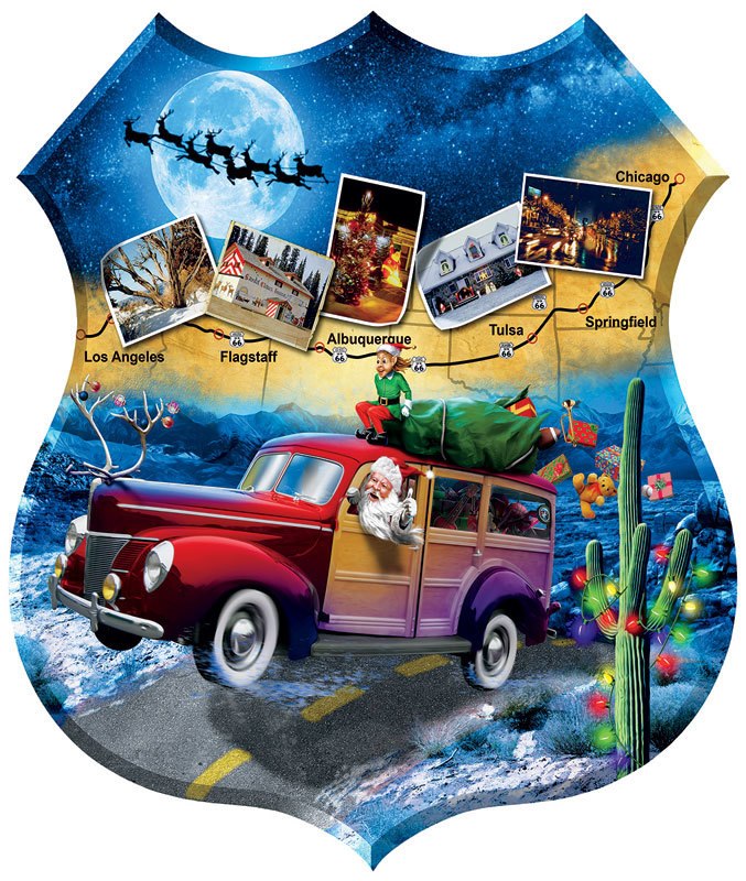 Santa's Highway - 1000pc Shaped Jigsaw Puzzle By Sunsout