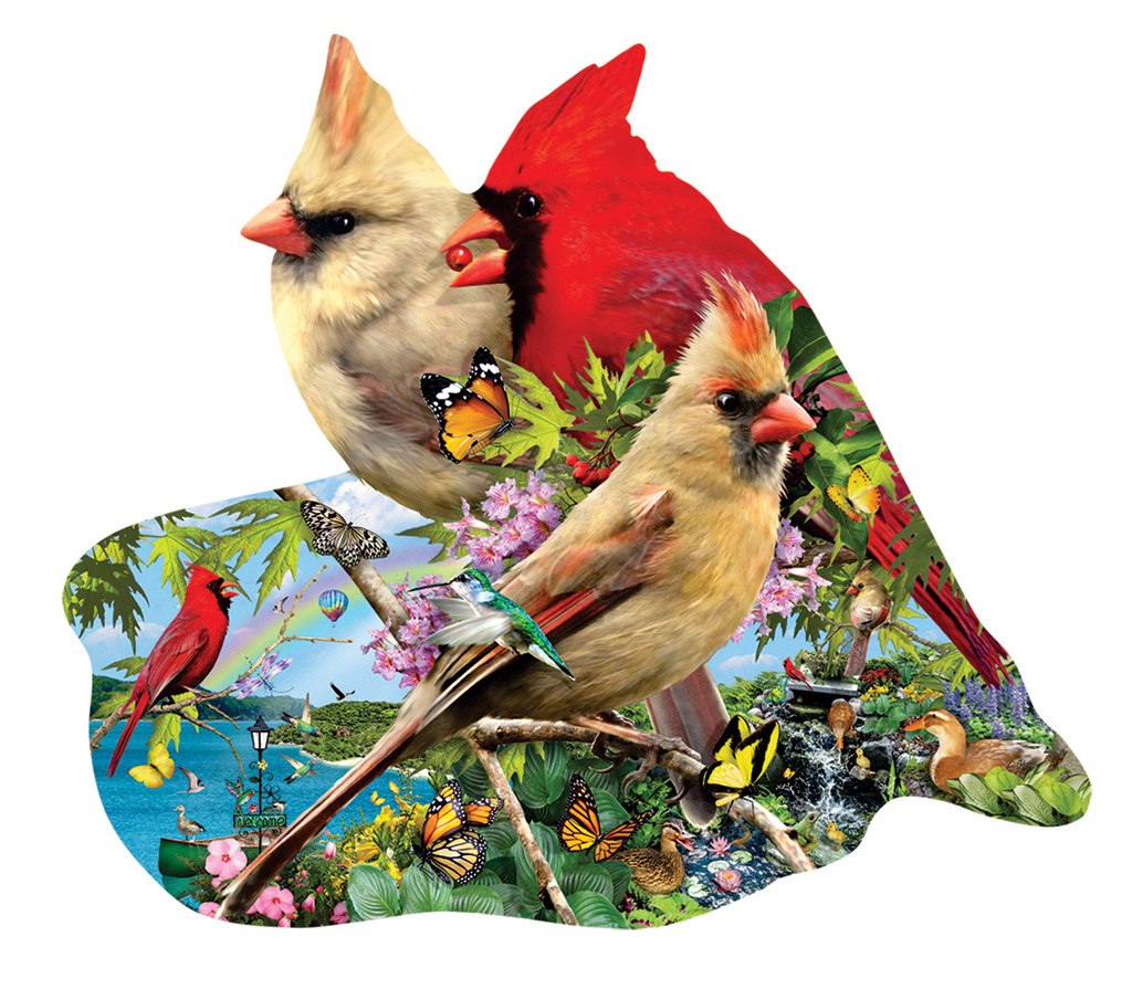 Summer Cardinals - 800pc Shaped Jigsaw Puzzle by Sunsout