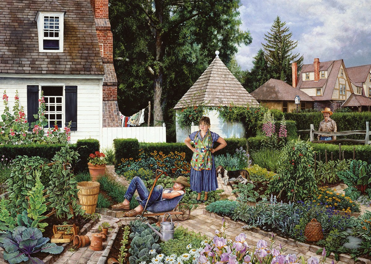 Brabeau: The Lazy Gardner - 1000pc Jigsaw Puzzle by Piatnik