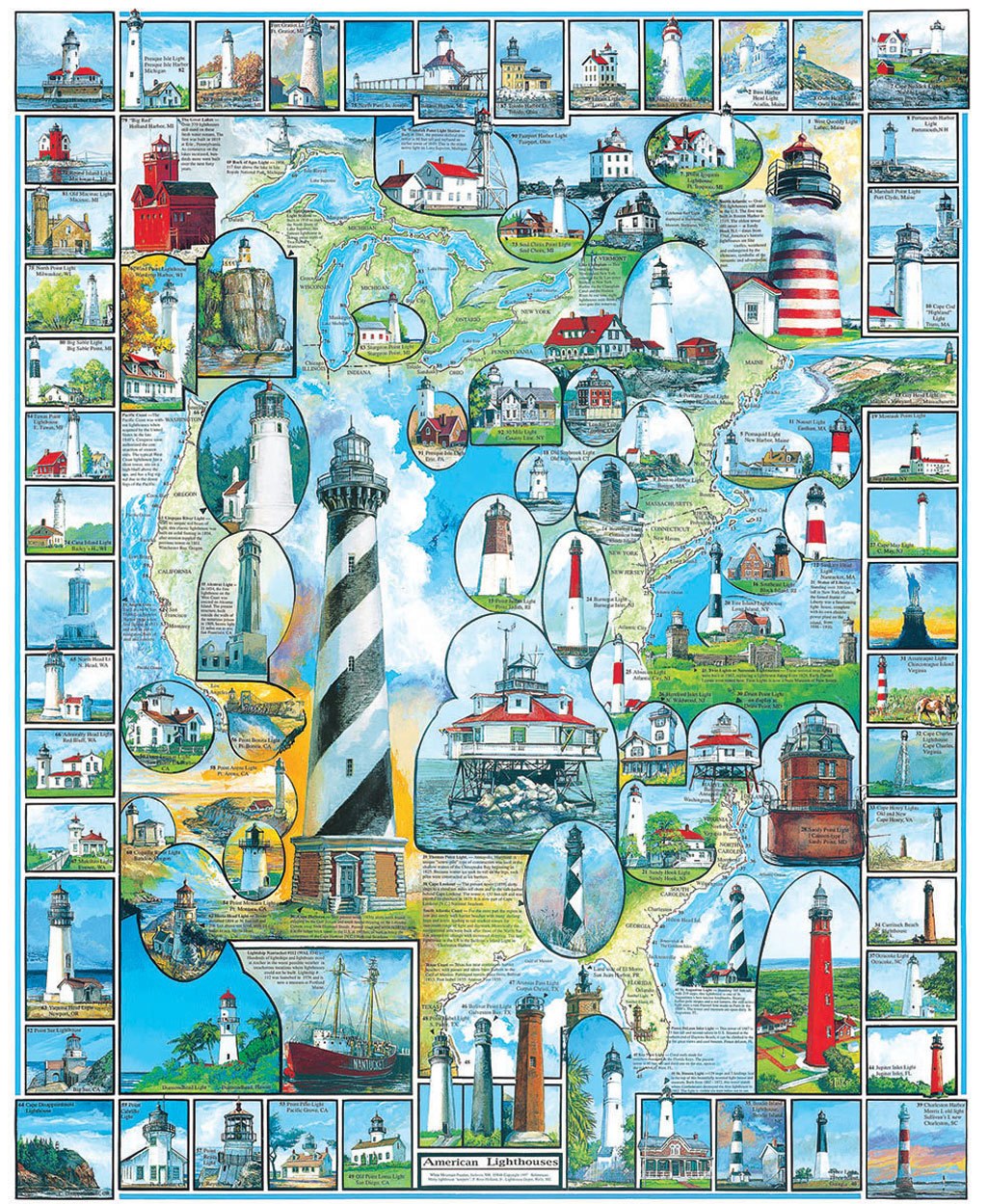 American Lighthouses - 1000pc Jigsaw Puzzle By White Mountain