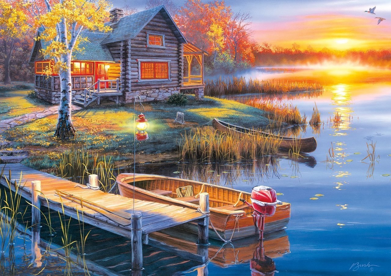 Autumn at the Lake - 300pc Large Format Jigsaw Puzzle By Buffalo Games  			  					NEW