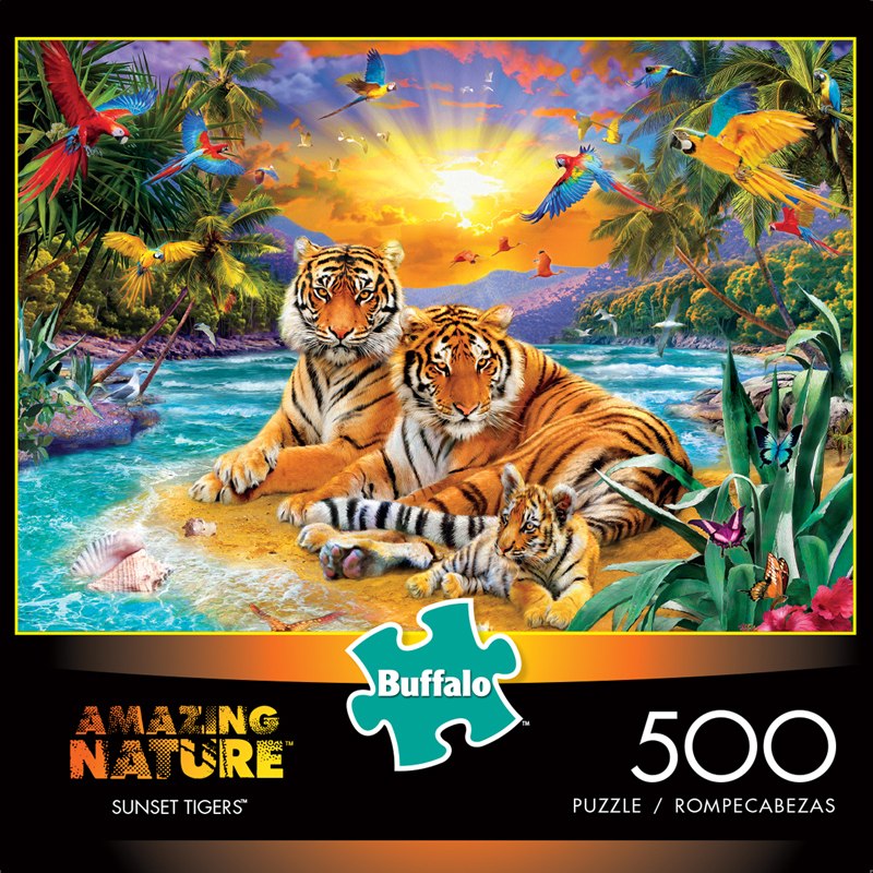 Amazing Nature: Sunset Tigers - 500pc Jigsaw Puzzle By Buffalo Games  			  					NEW - image 1