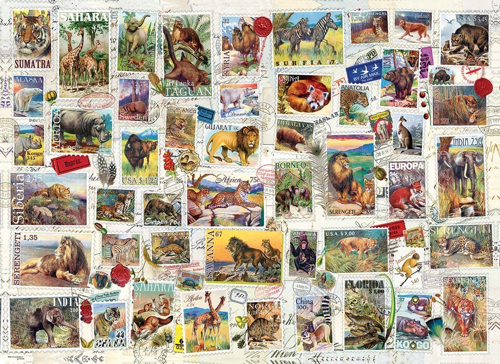 Vintage Stamps: Wildlife - 500pc Jigsaw Puzzle by Eurographics  			  					NEW