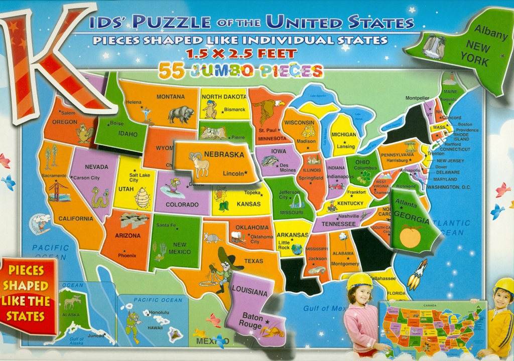 Kids' Puzzle of the USA - 55pc Floor Puzzle