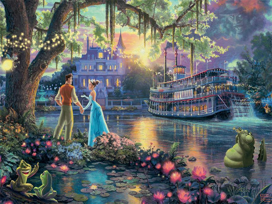 Thomas Kinkade Disney Princess: The Princess and the Frog - 300pc Oversized Jigsaw Puzzle by Ceaco  			  					NEW