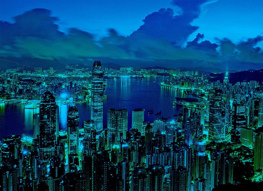 Hong Kong Night Scene - 500pc Glow in the Dark Jigsaw Puzzle By Tomax - image 1