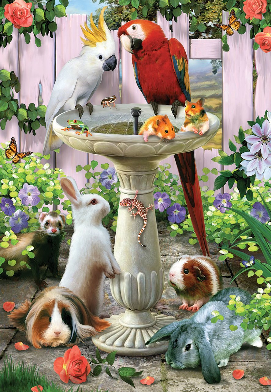 Bird Bath - 100pc Jigsaw Puzzle by SunsOut