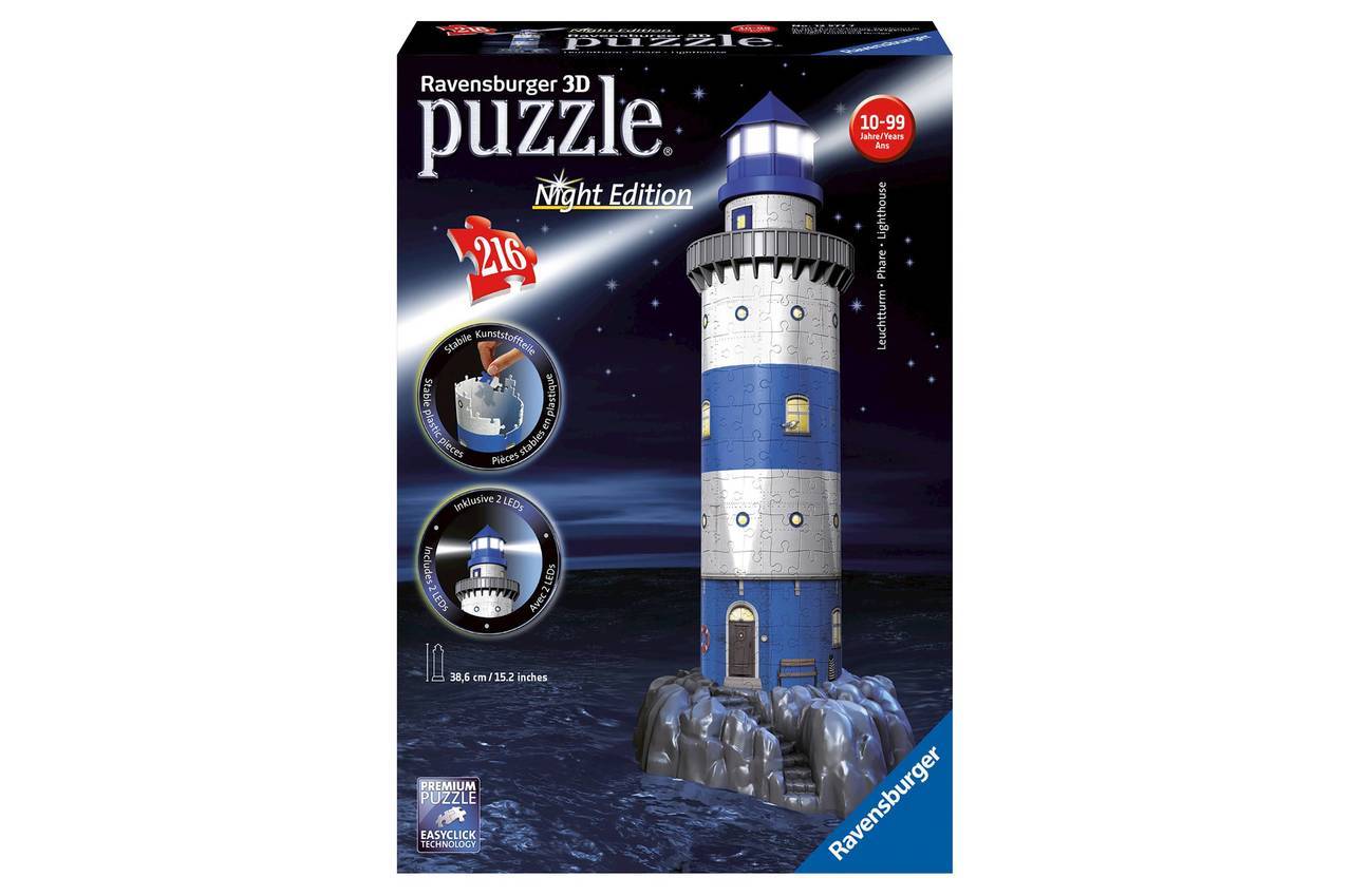 Lighthouse: Night Edition - 216pc Light-Up 3D Jigsaw Puzzle By Ravensburger - image 1