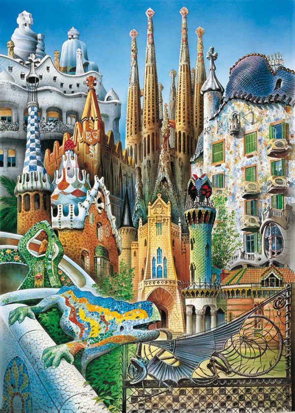 Collage Gaudi - 1000pc Miniature Jigsaw Puzzle by Educa