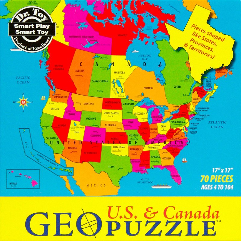 US & Canada - 70pc Geographical Puzzle by GEO Puzzle