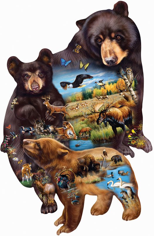 Bear Family Adventure - 1000pc Shaped Jigsaw Puzzle By Sunsout