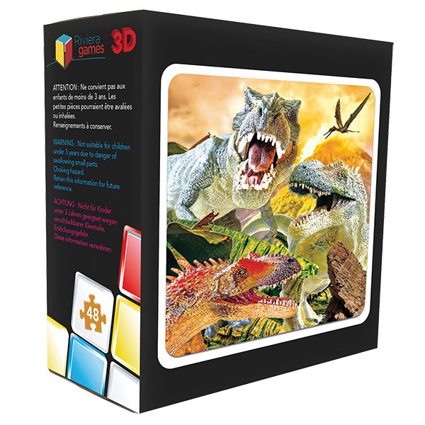 3D Puzzle: Dinosaurs - 48pc Lenticular Jigsaw Puzzle  			  					NEW - image 1