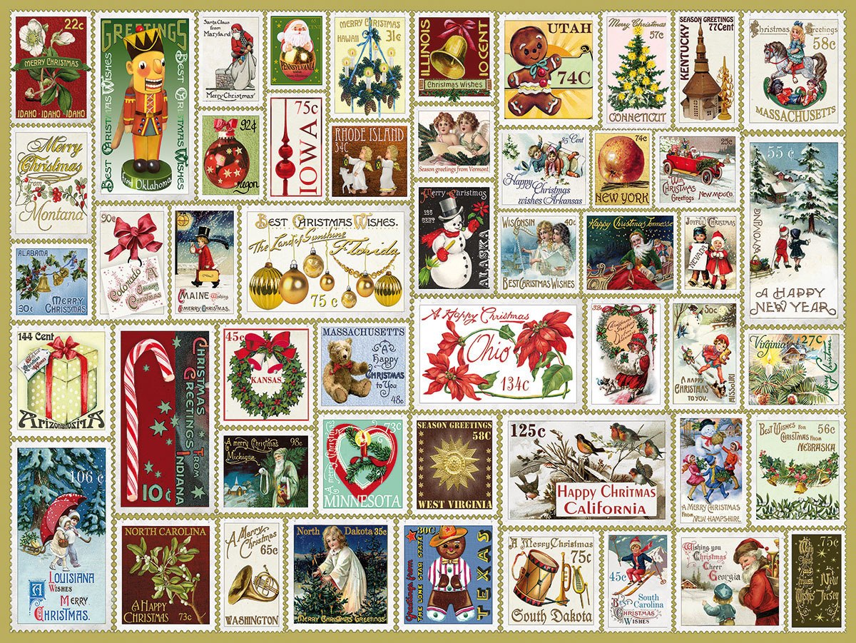 State Holiday Stamps - 300pc EZ Grip Jigsaw Puzzle By White Mountain  			  					NEW