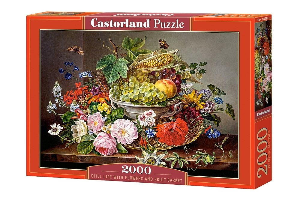 Still Life with Flowers and Fruit Basket - 2000pc Jigsaw Puzzle By Castorland  			  					NEW - image 1